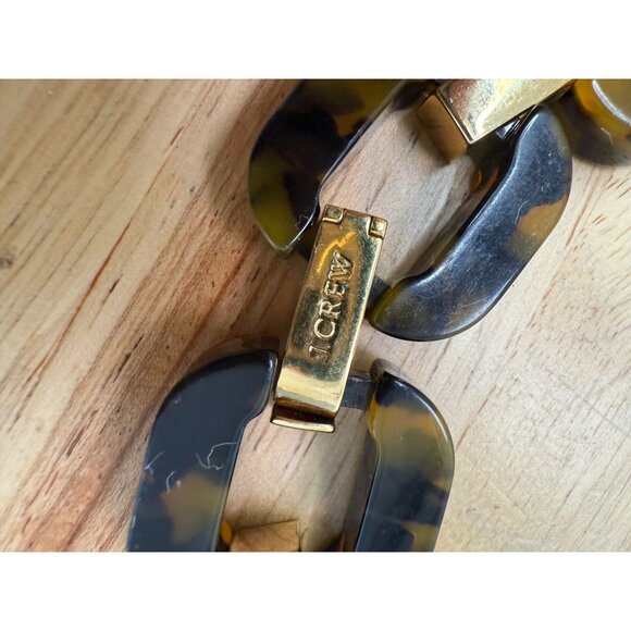 J.Crew Lucite Tortoise Chain Link Necklace Gold-Tone Hardware Statement Jewelry - Picture 9 of 11